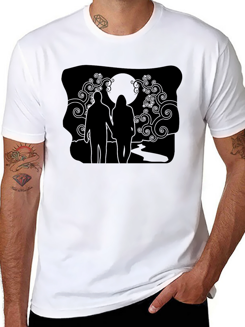Romantic Silhouette Graphic Tee - Unisex Black T-Shirt