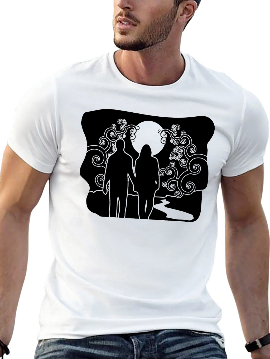 Romantic Silhouette Graphic Tee - Unisex Black T-Shirt