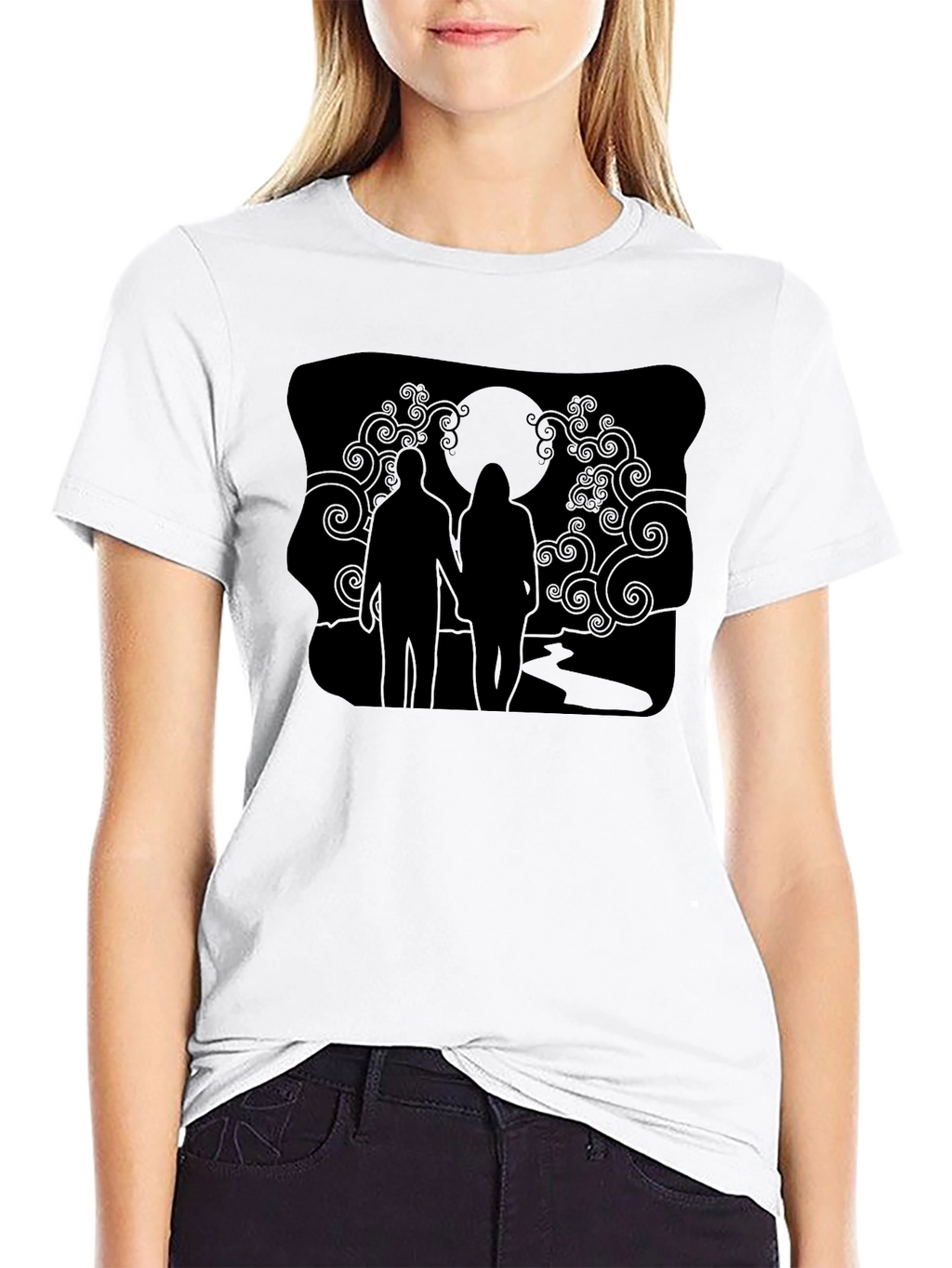 Romantic Silhouette Graphic Tee - Unisex Black T-Shirt