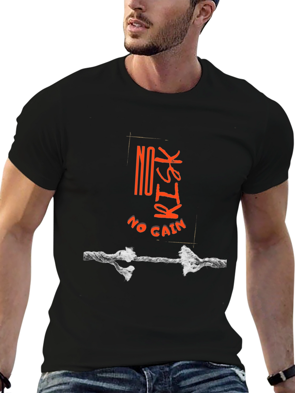 No Risk No Gain Graphic Tee - Black