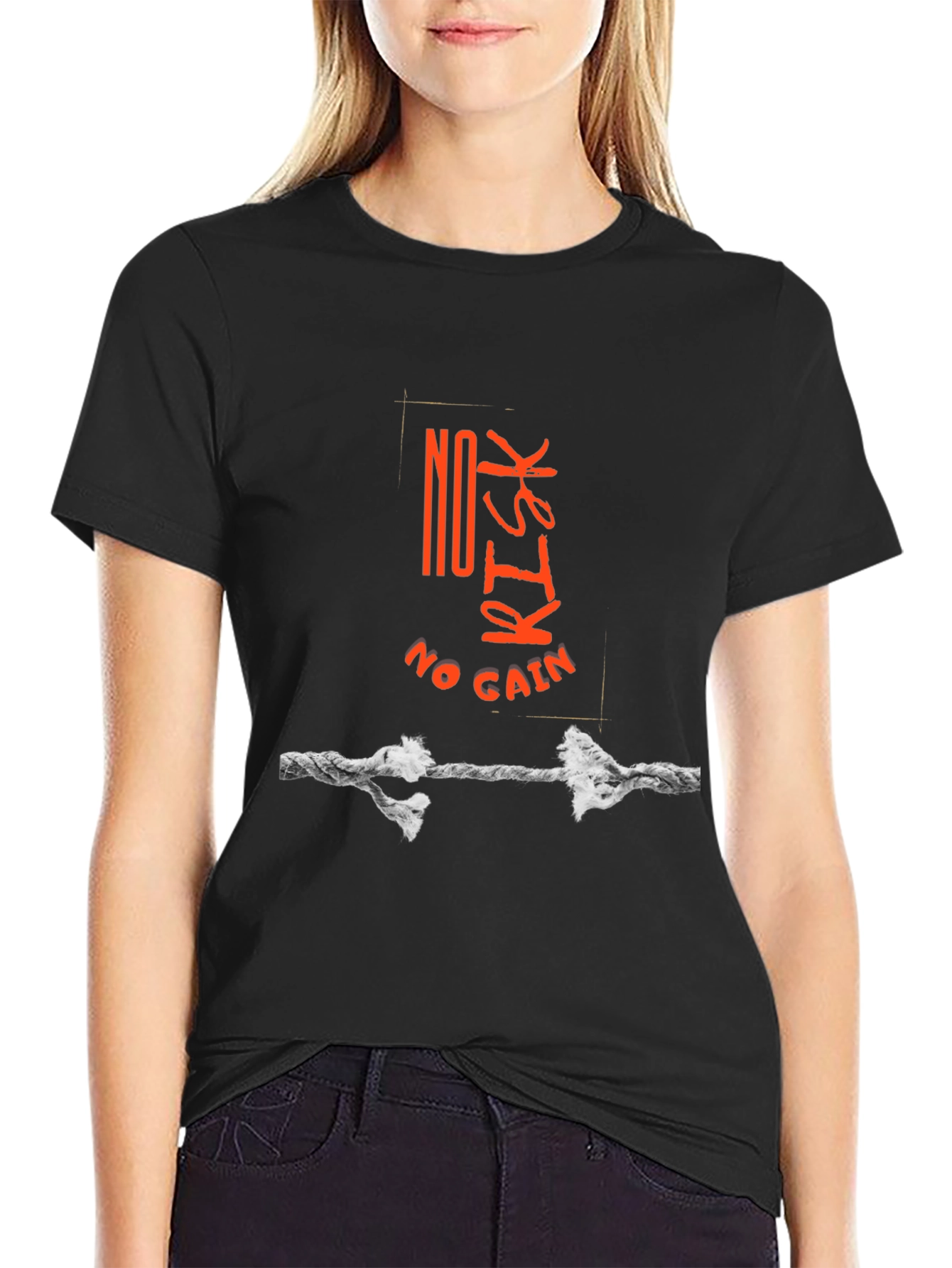 No Risk No Gain Graphic Tee - Black