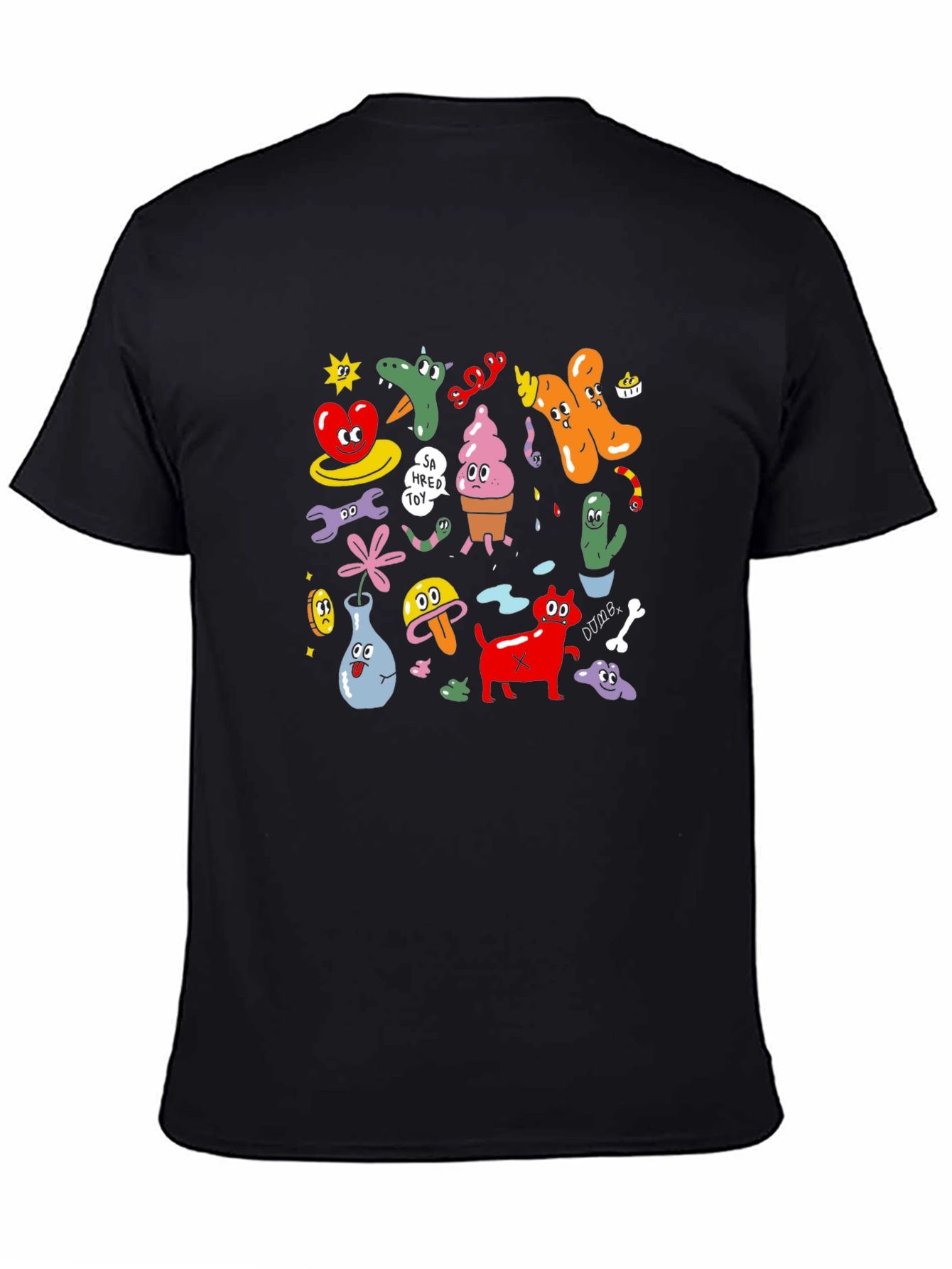 Cartoon Graphic Print Black T-Shirt