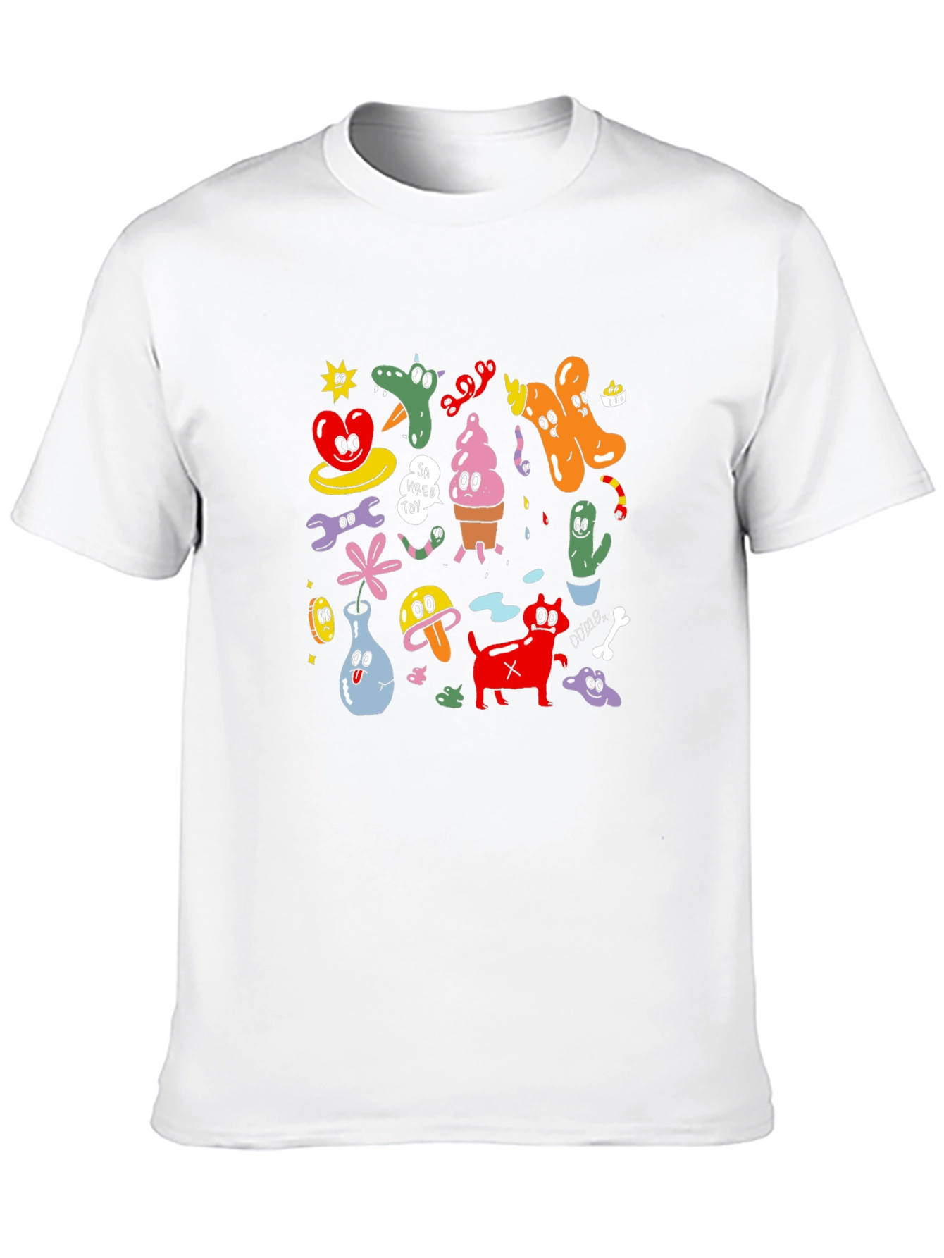 Cartoon Graphic Print Black T-Shirt