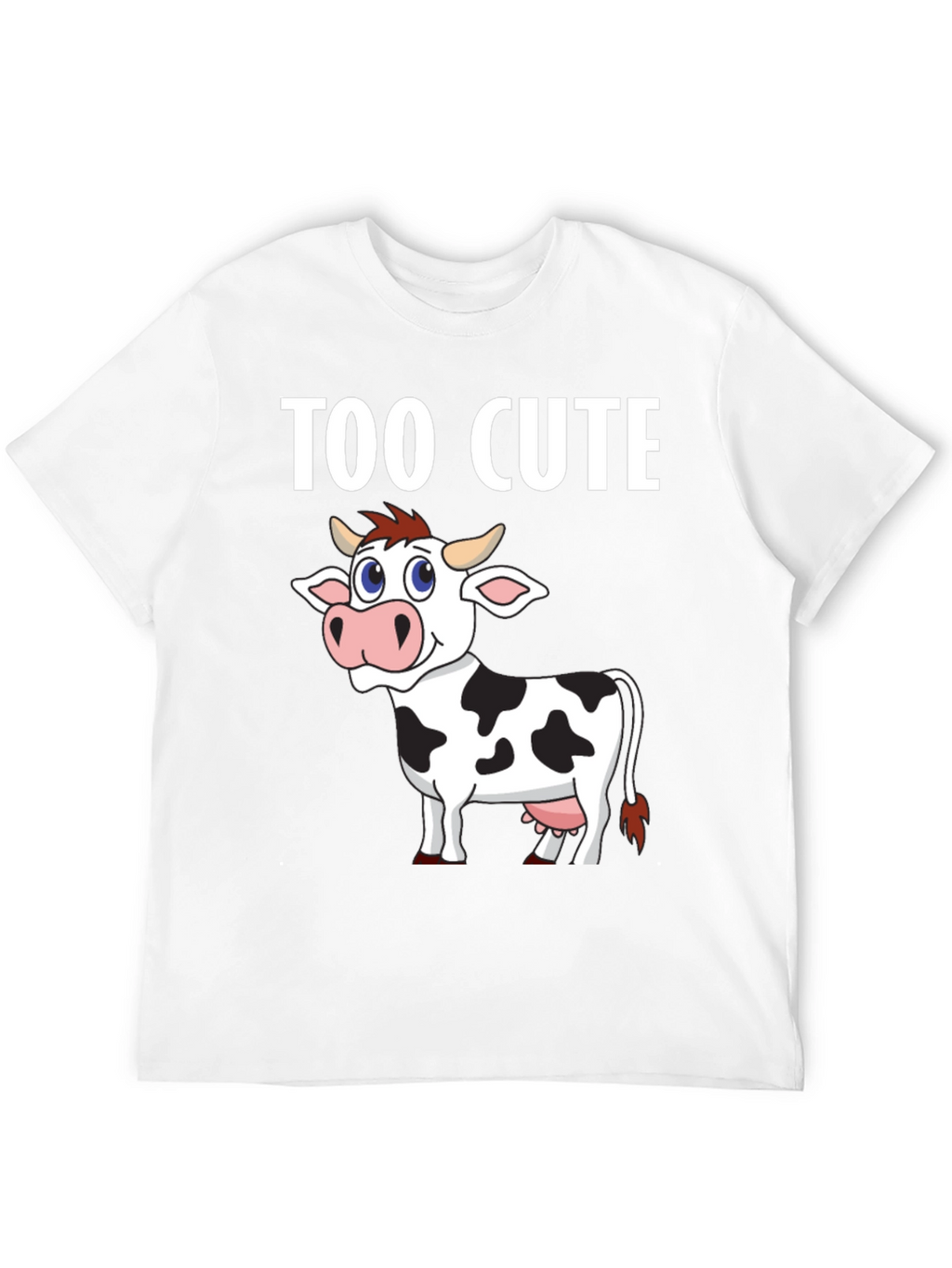 Too Cute Cow Graphic Tee - Black Cotton T-Shirt