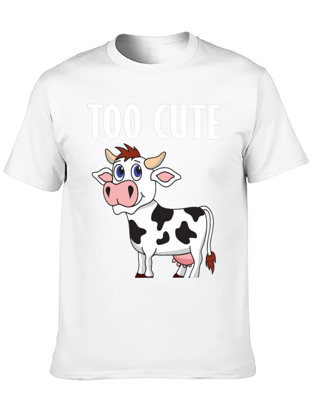 Too Cute Cow Graphic Tee - Black Cotton T-Shirt