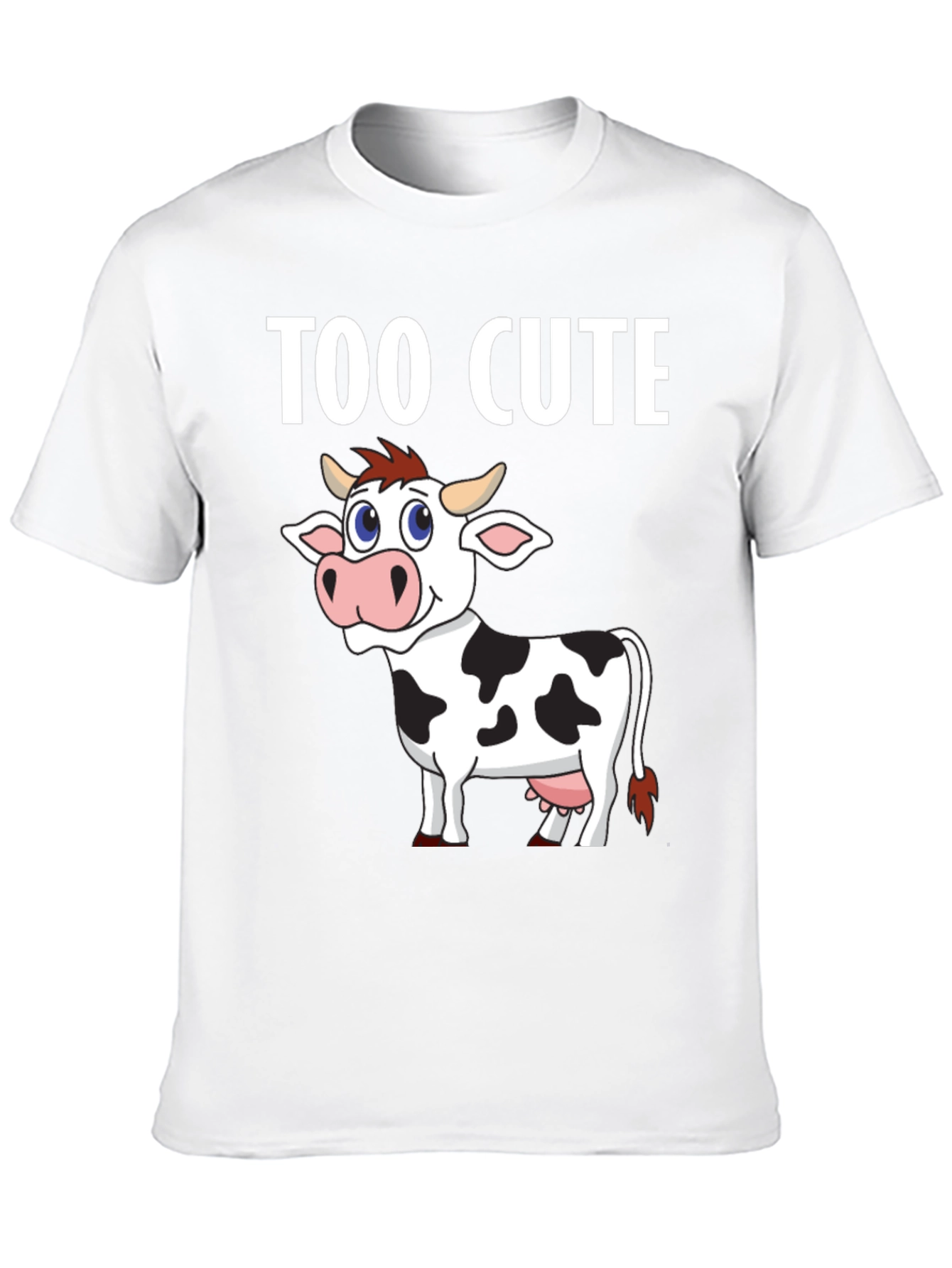 Too Cute Cow Graphic Tee - Black Cotton T-Shirt