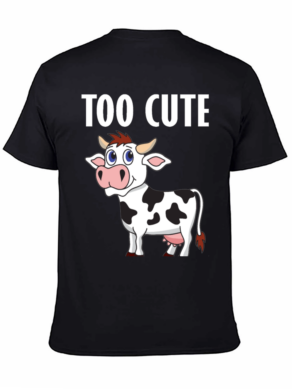Too Cute Cow Graphic Tee - Black Cotton T-Shirt