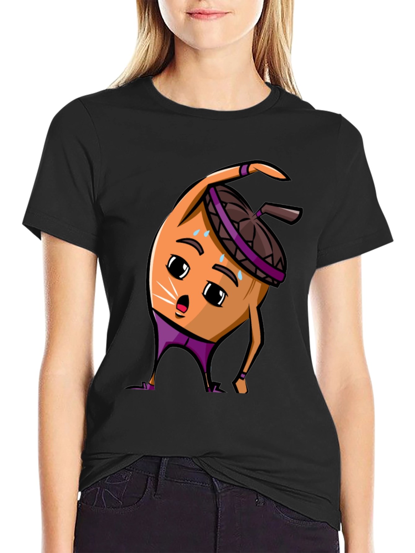 Funny Acorn Workout Black T-Shirt
