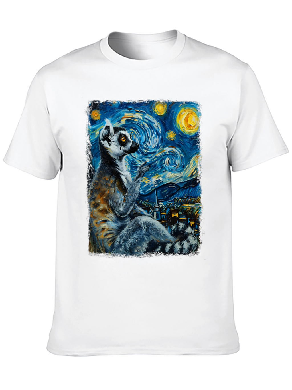 Lemur Starry Night T-Shirt - Unique Art Tee