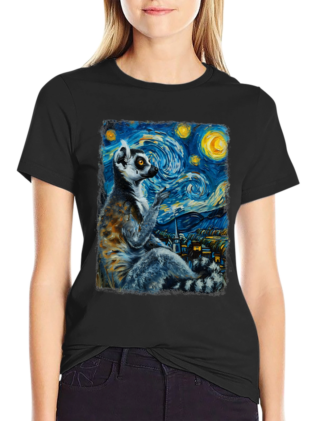 Lemur Starry Night T-Shirt - Unique Art Tee