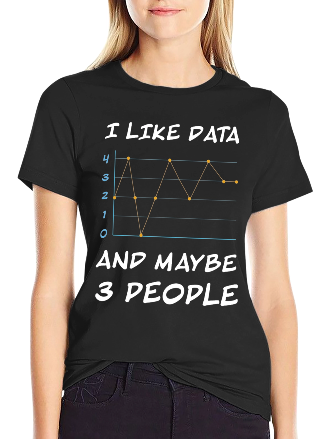 I Like Data and Maybe 3 People Black T-Shirt