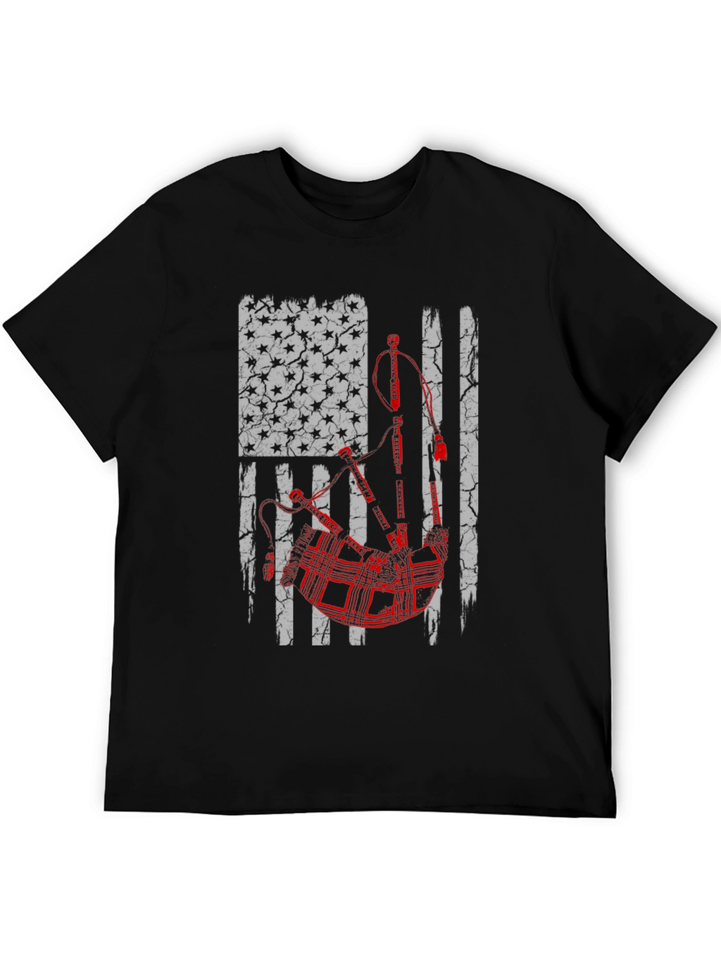 Bagpipes American Flag Graphic Tee