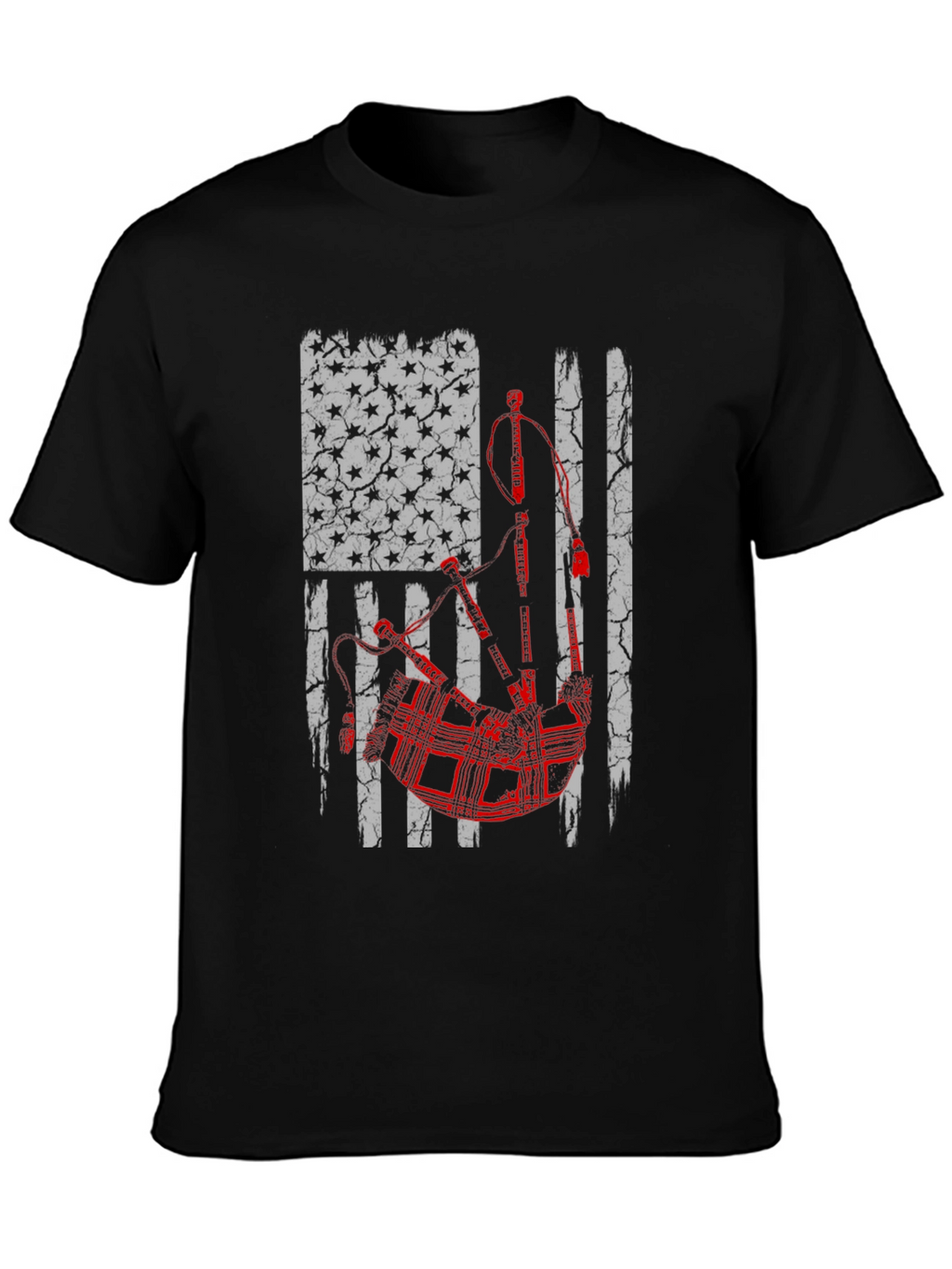 Bagpipes American Flag Graphic Tee