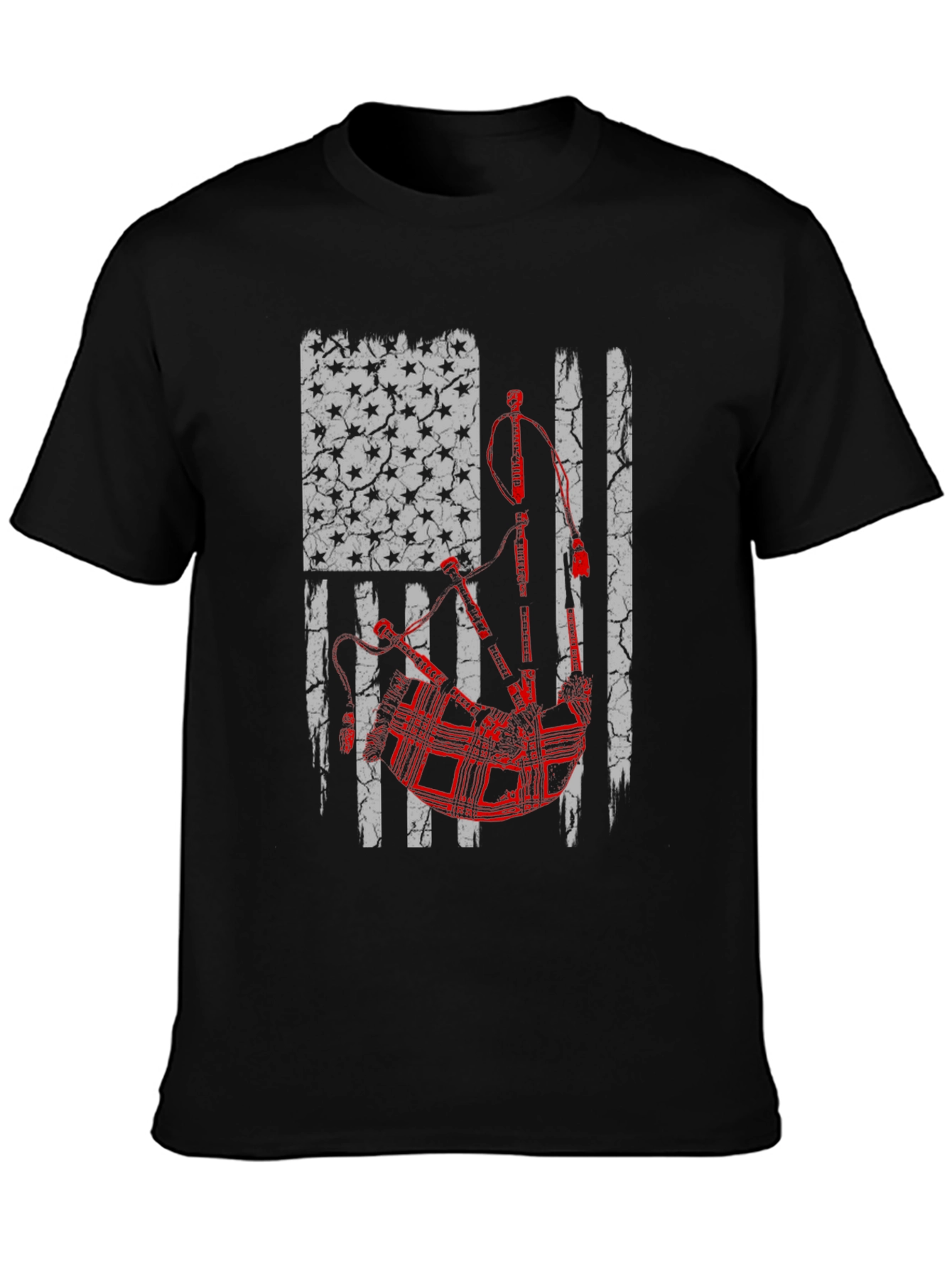 Bagpipes American Flag Graphic Tee