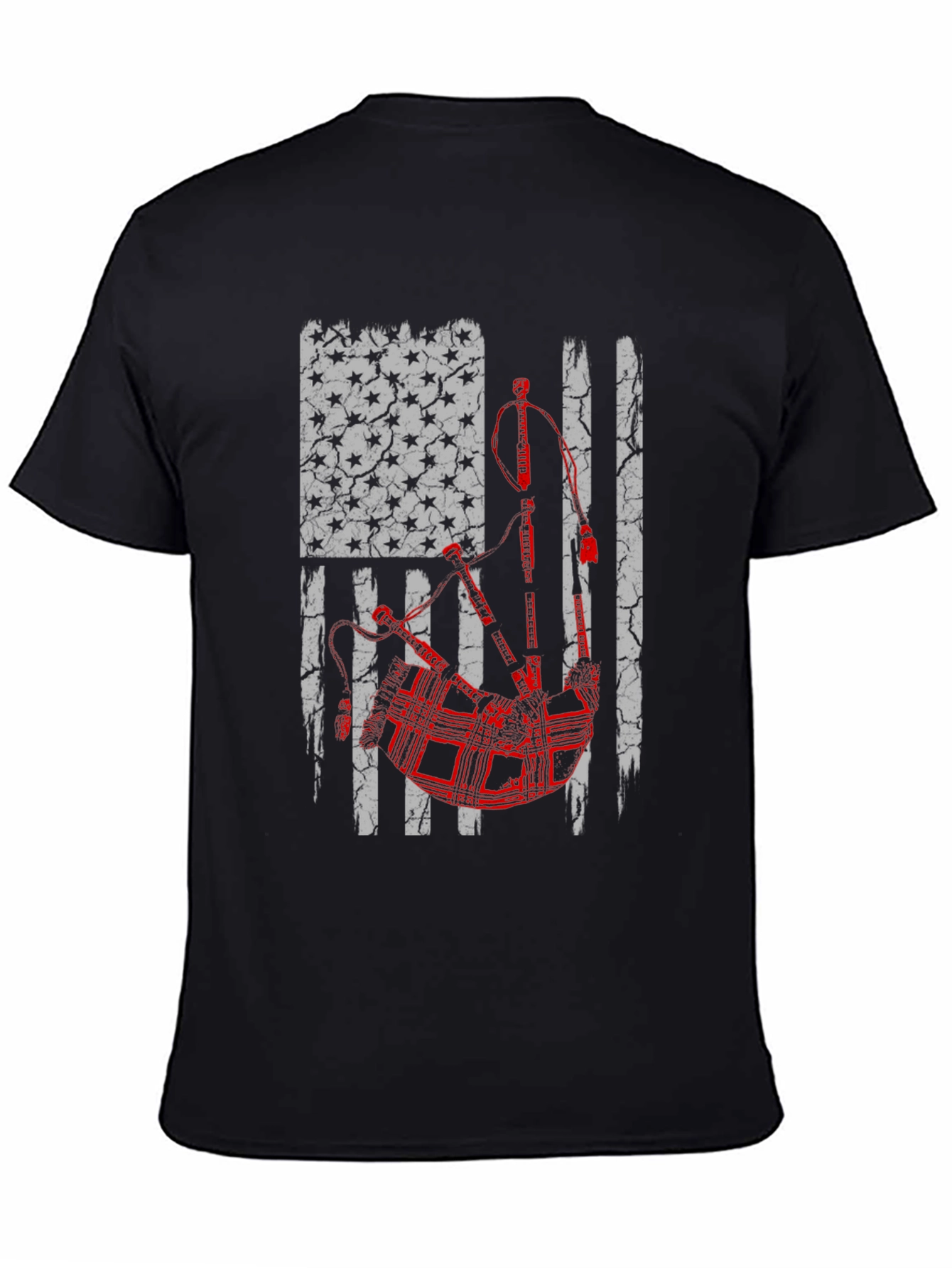 Bagpipes American Flag Graphic Tee