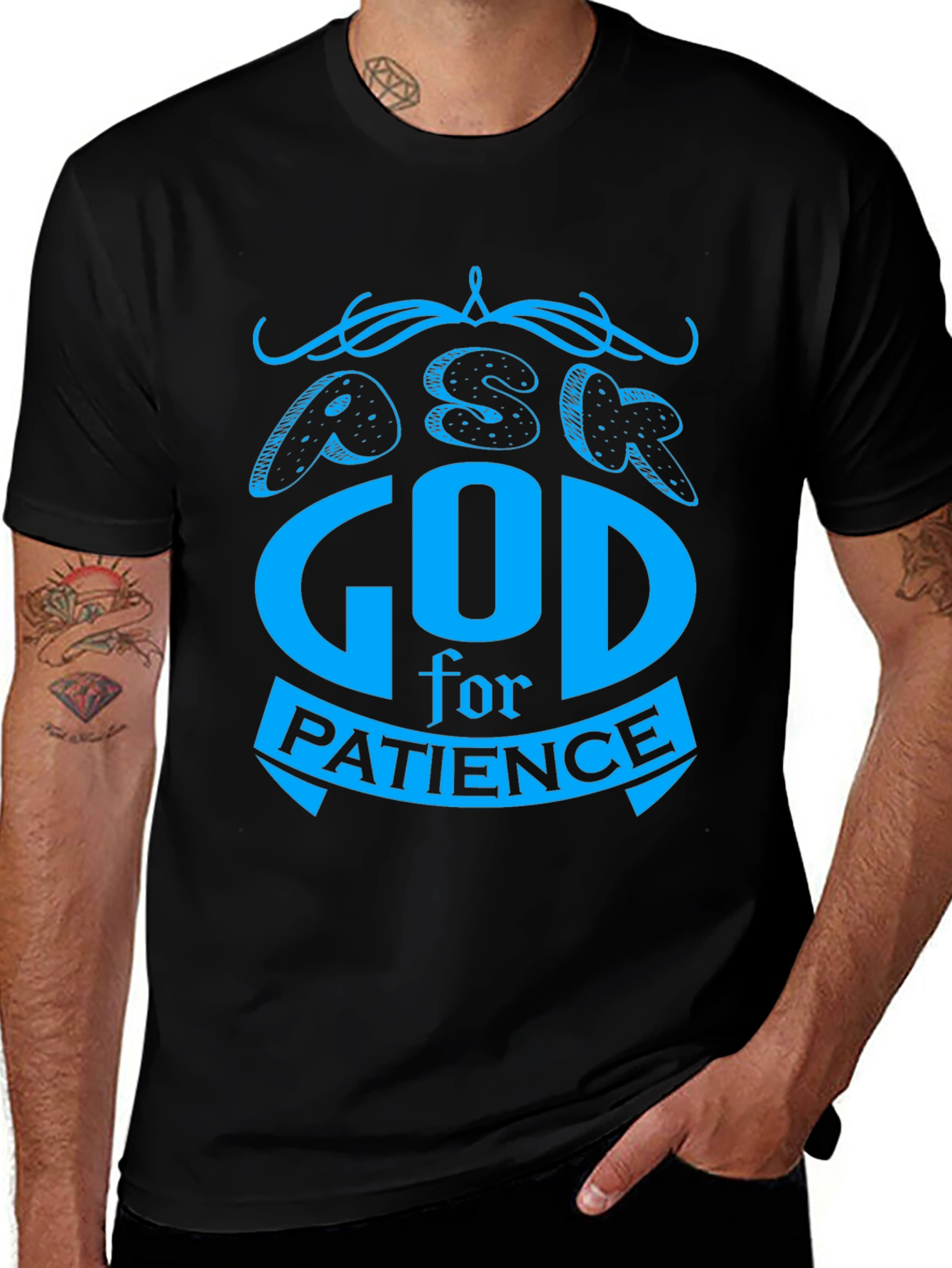 Ask God For Patience T-Shirt - Black
