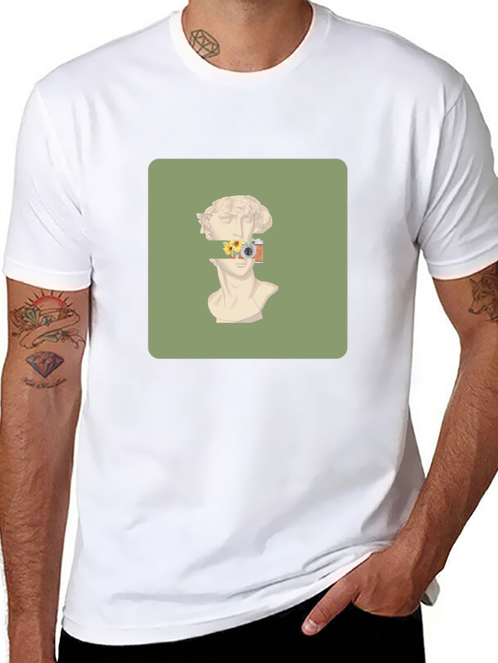 Artistic Statue Graphic Tee - Unique Design T-Shirt