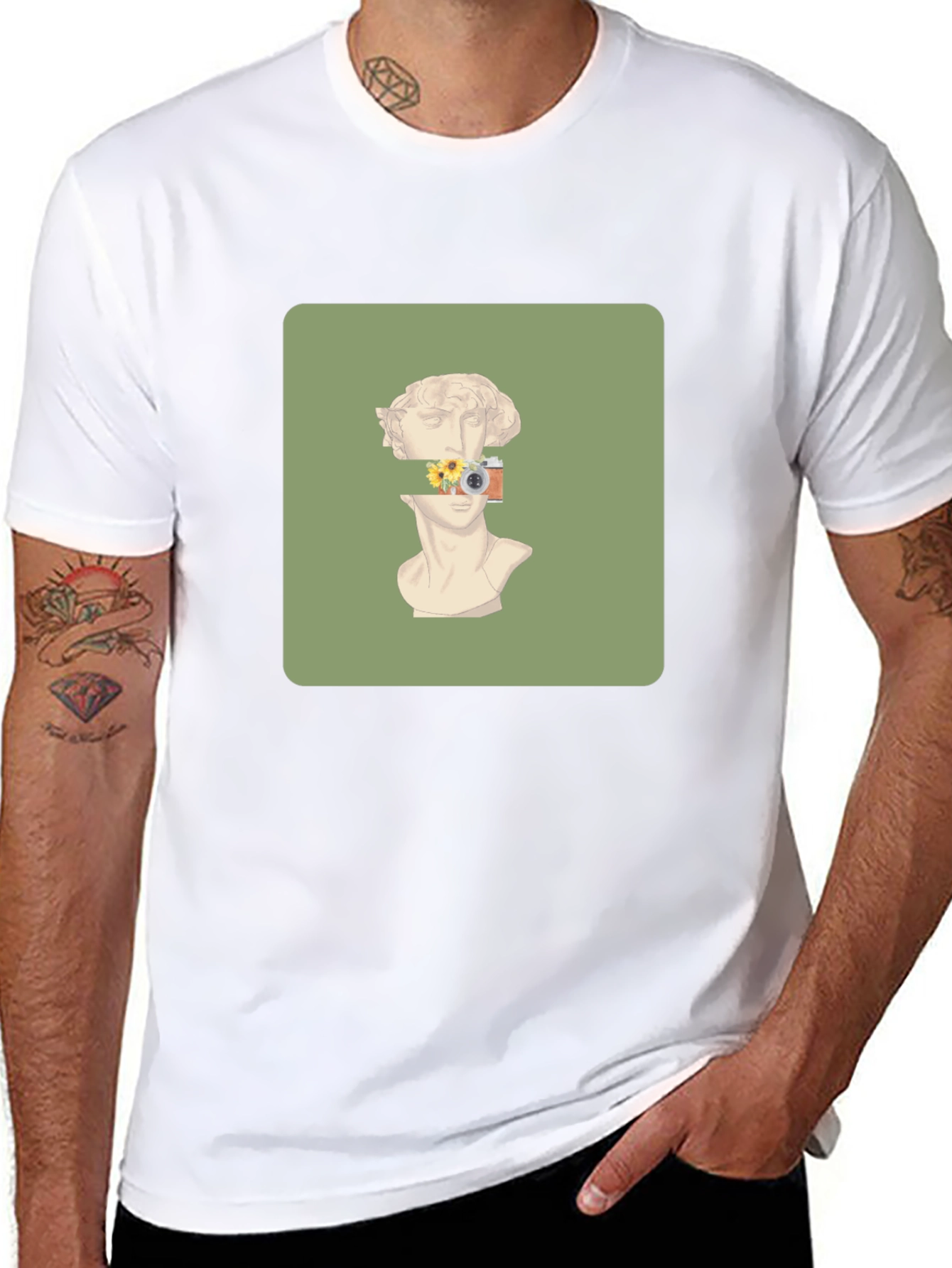 Artistic Statue Graphic Tee - Unique Design T-Shirt
