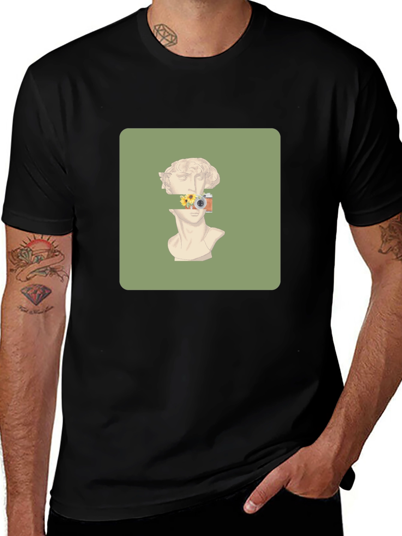 Artistic Statue Graphic Tee - Unique Design T-Shirt