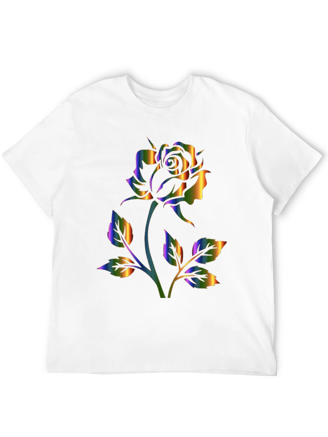 Rainbow Rose Graphic Black T-Shirt