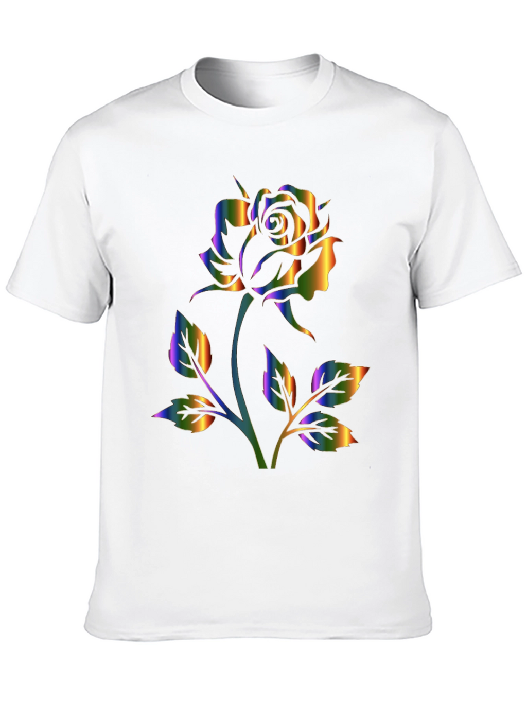 Rainbow Rose Graphic Black T-Shirt