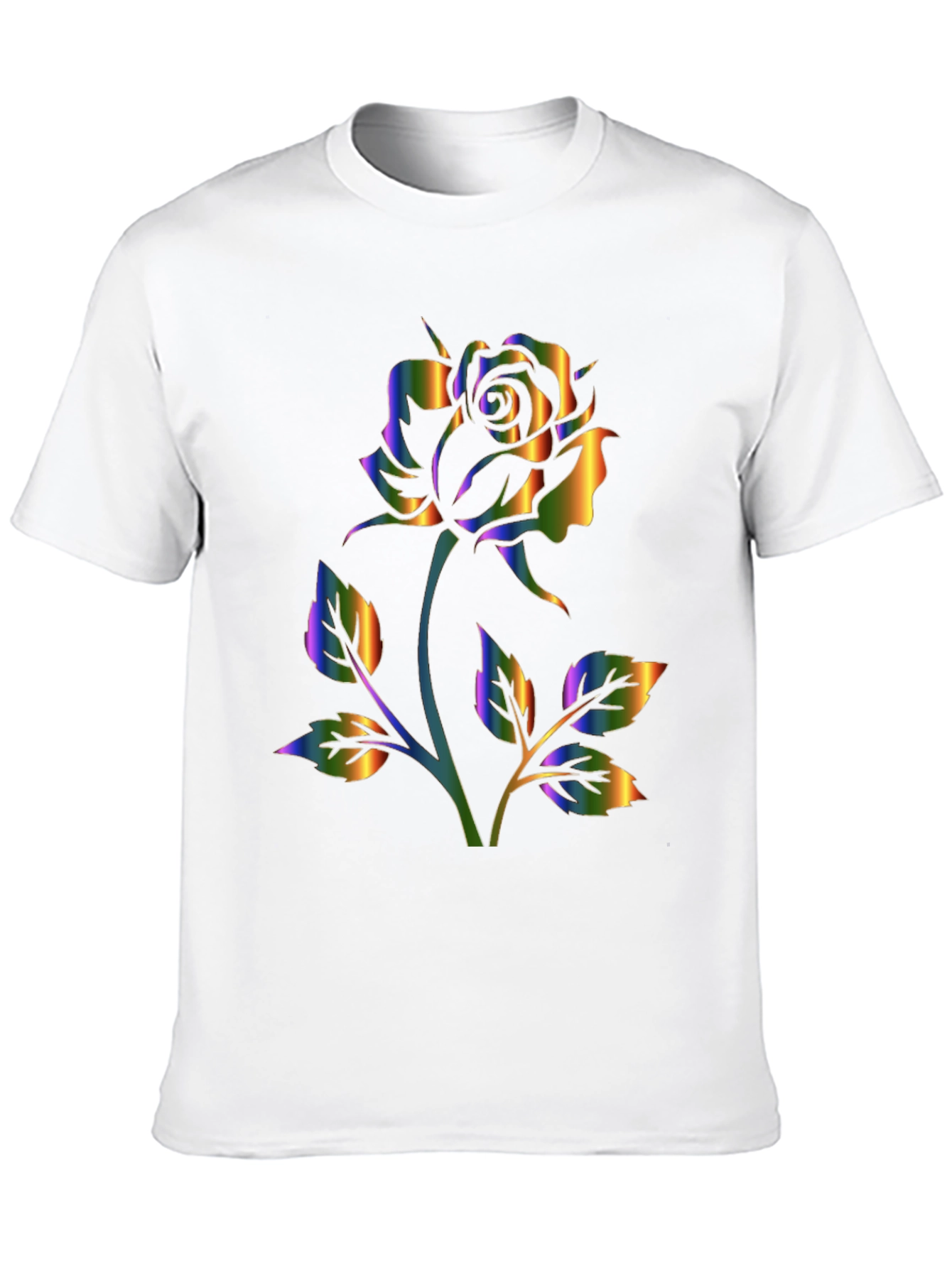 Rainbow Rose Graphic Black T-Shirt