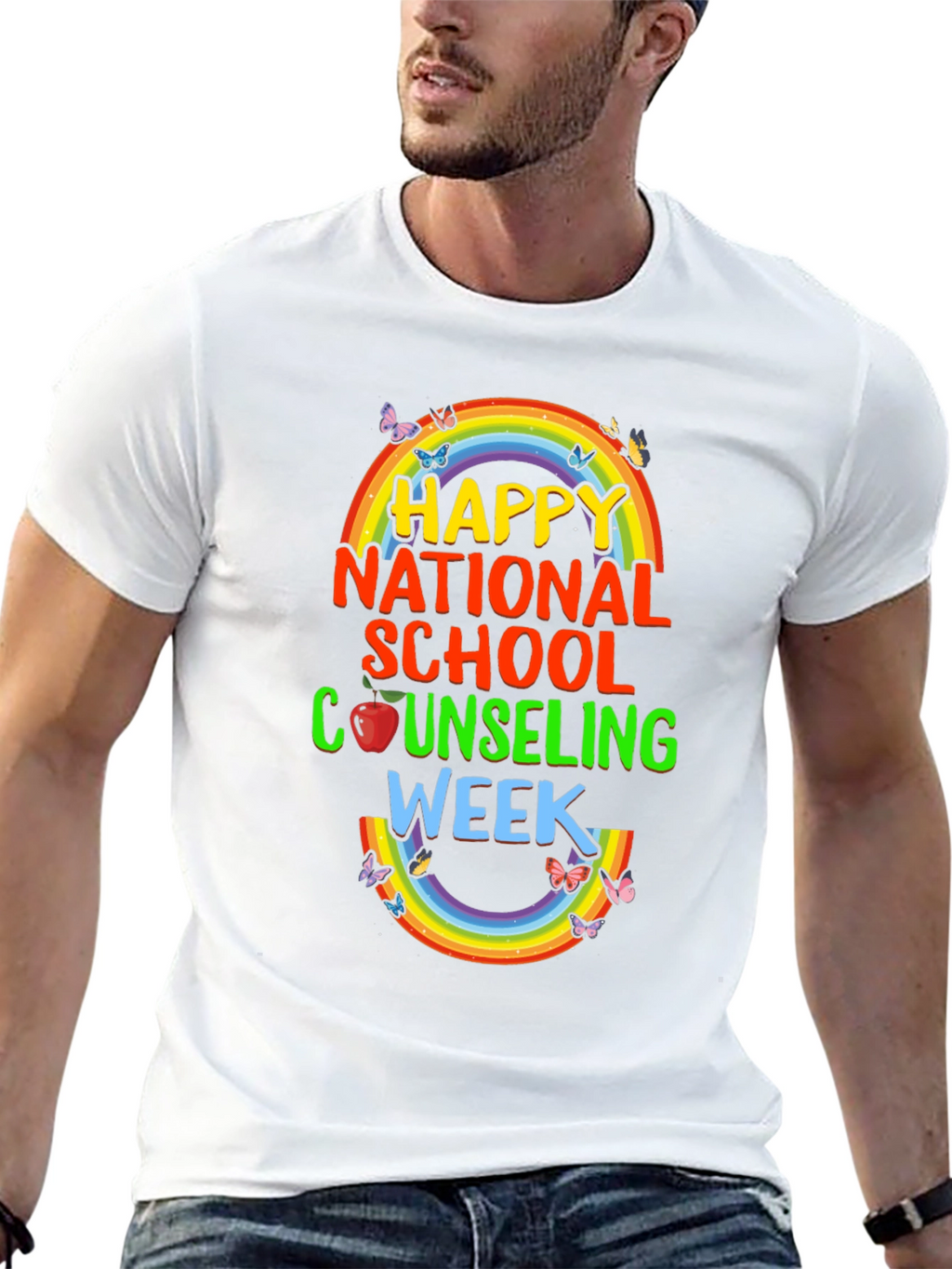 Happy National School Counseling Week Rainbow T-Shirt