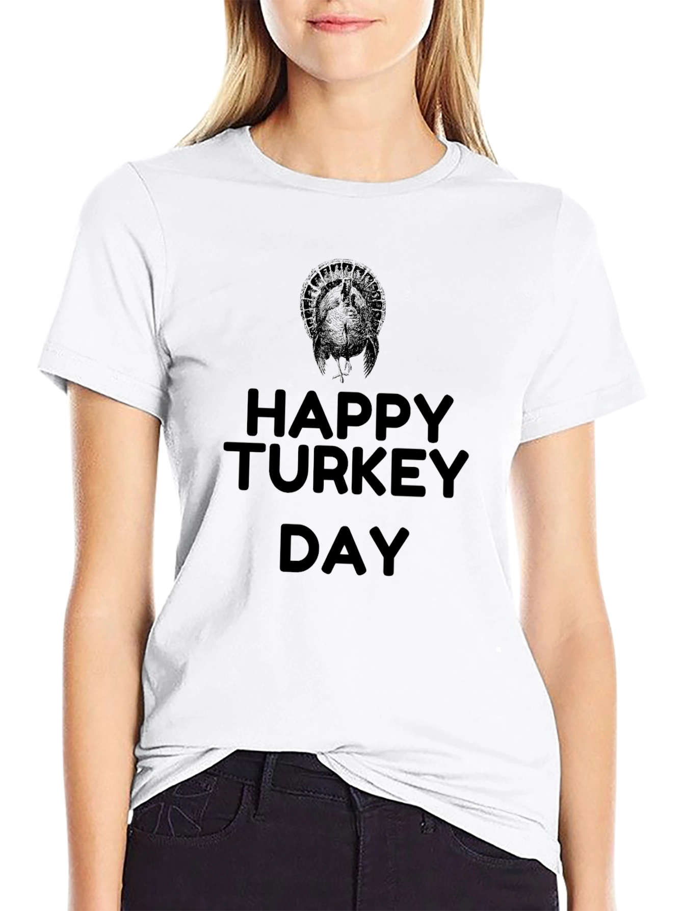 Happy Turkey Day Black Graphic Tee