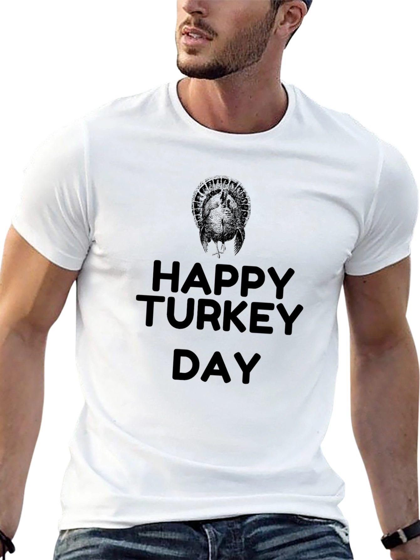 Happy Turkey Day Black Graphic Tee