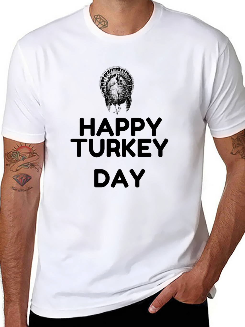 Happy Turkey Day Black Graphic Tee
