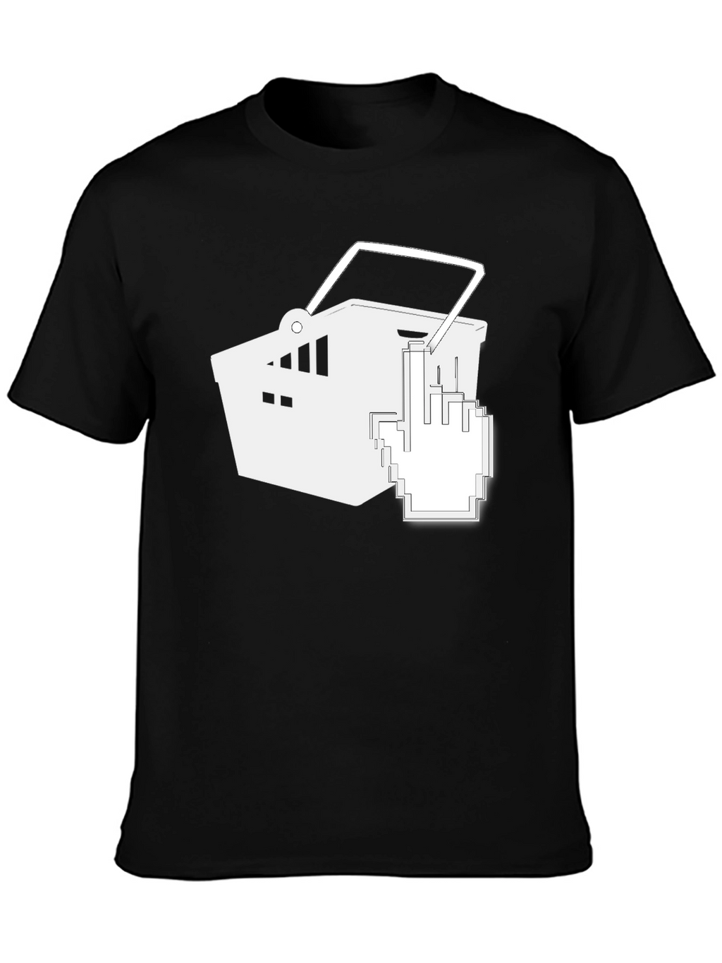 Black T-Shirt with Shopping Cart Graphic