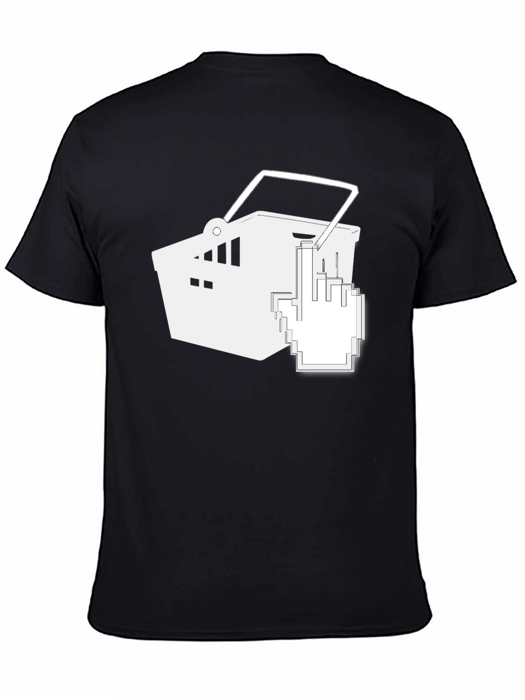 Black T-Shirt with Shopping Cart Graphic
