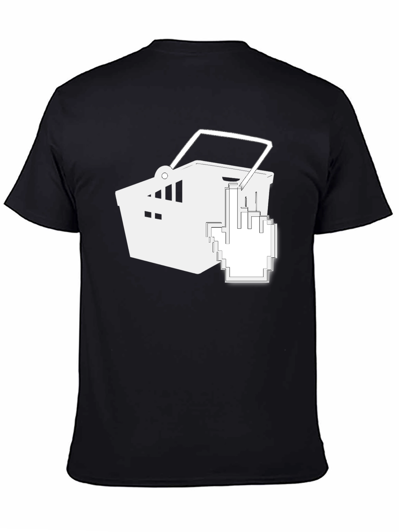 Black T-Shirt with Shopping Cart Graphic