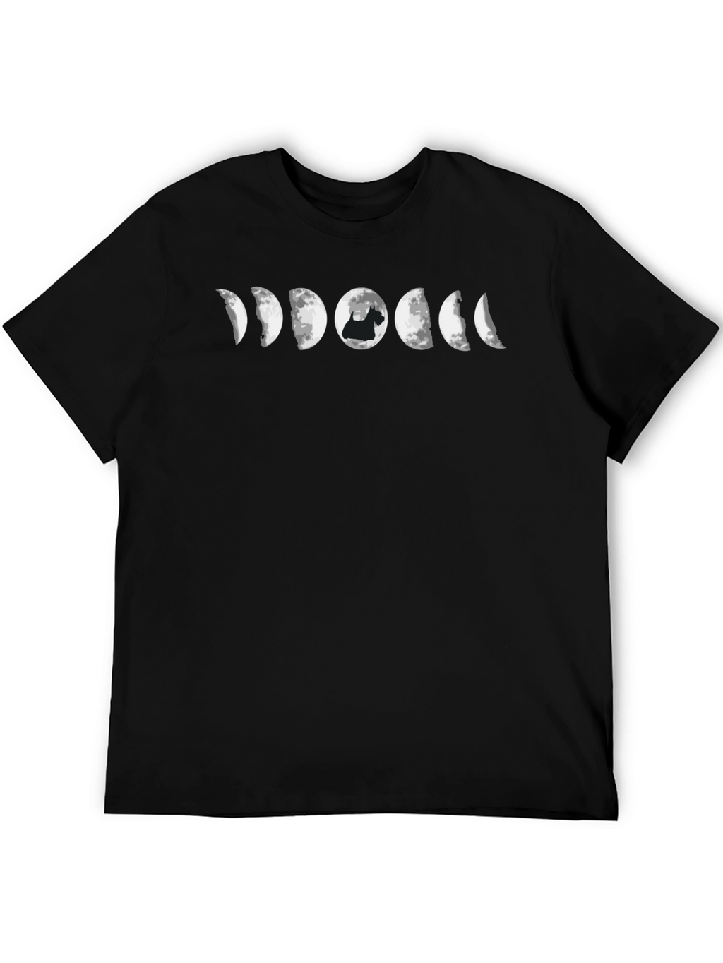 Lunar Scottie Dog Phases T-Shirt - Black