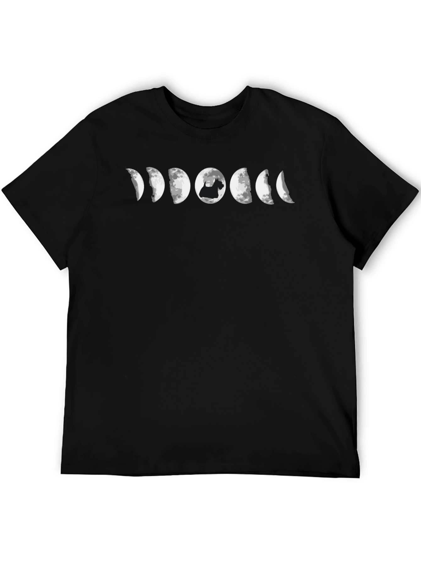 Lunar Scottie Dog Phases T-Shirt - Black