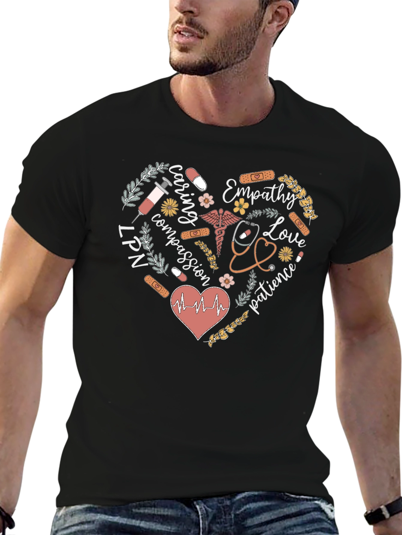 LPN Nurse Heart Graphic Tee