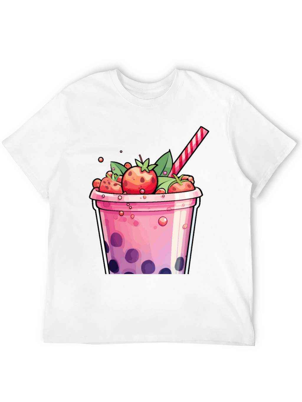 Strawberry Boba T-Shirt - Cute Cartoon Graphic Tee