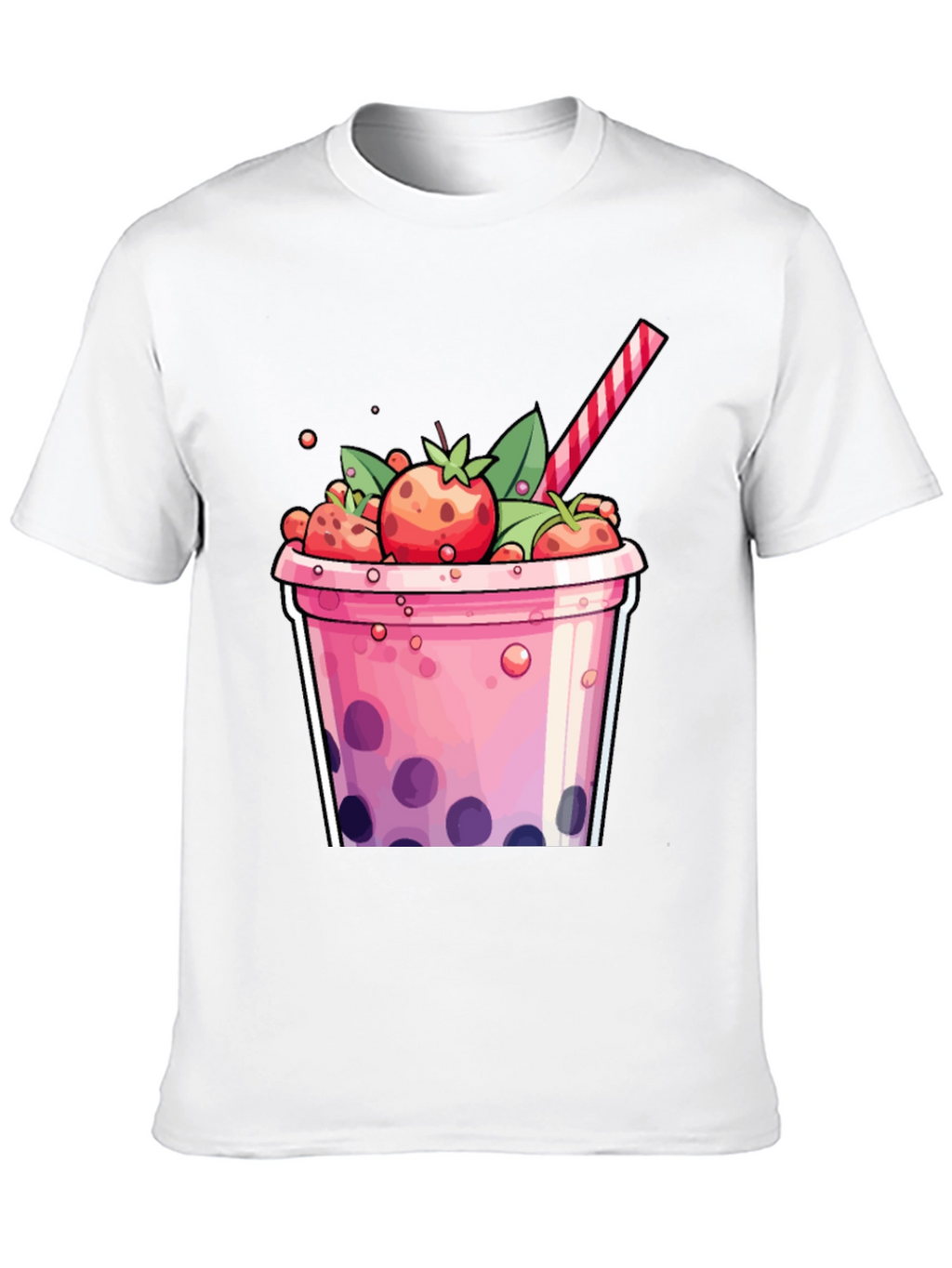 Strawberry Boba T-Shirt - Cute Cartoon Graphic Tee
