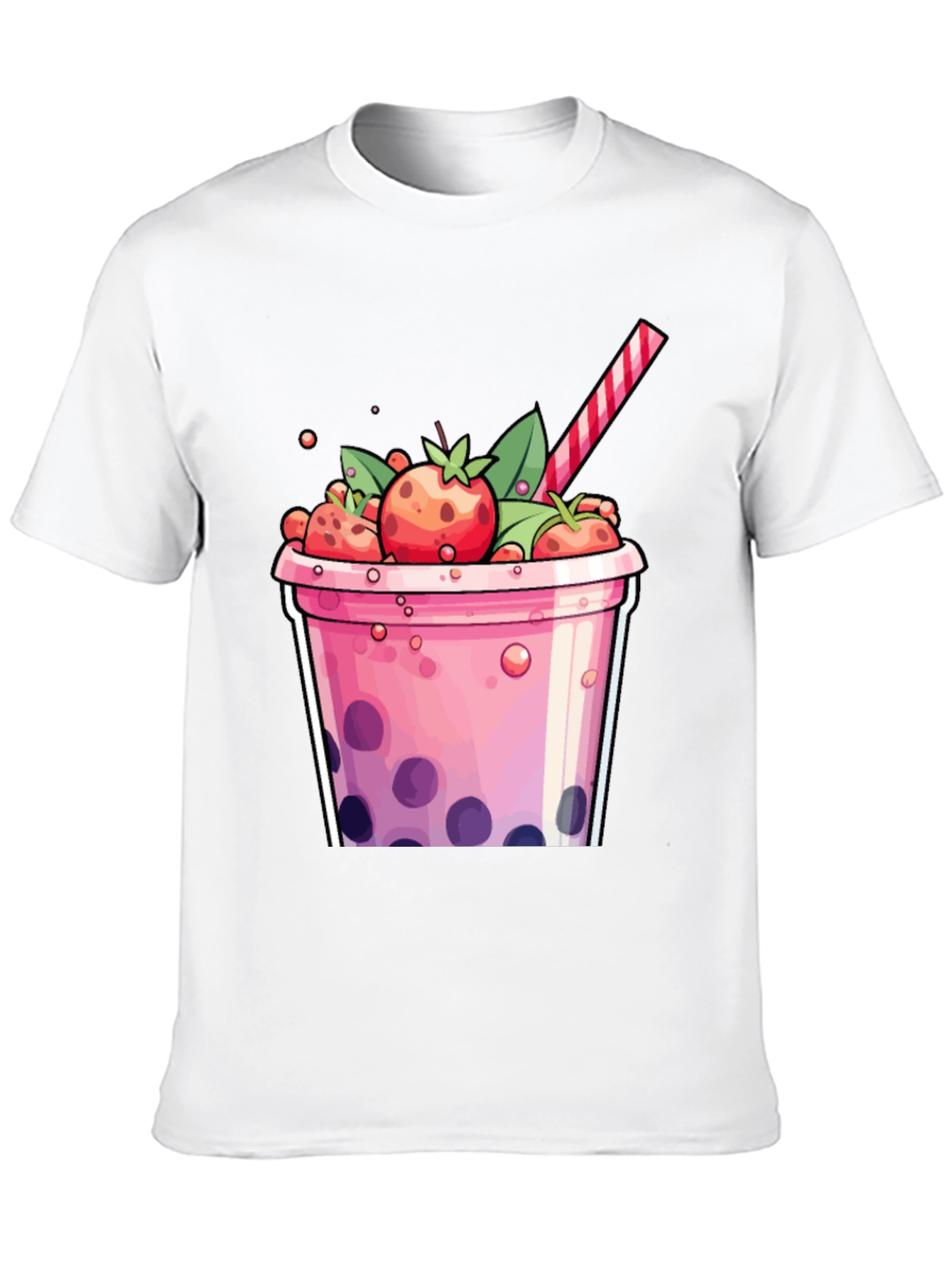 Strawberry Boba T-Shirt - Cute Cartoon Graphic Tee