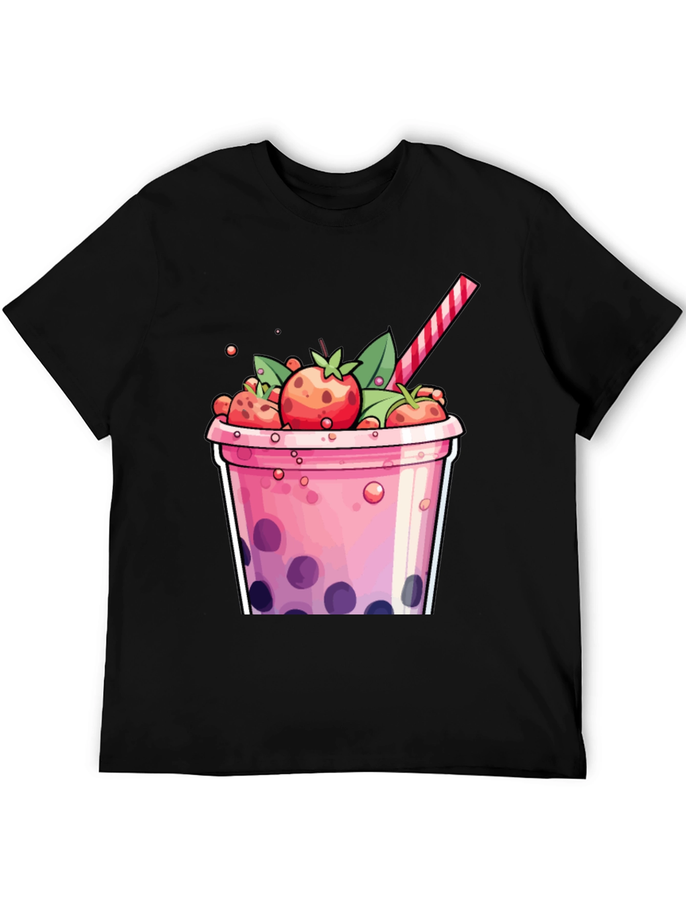 Strawberry Boba T-Shirt - Cute Cartoon Graphic Tee
