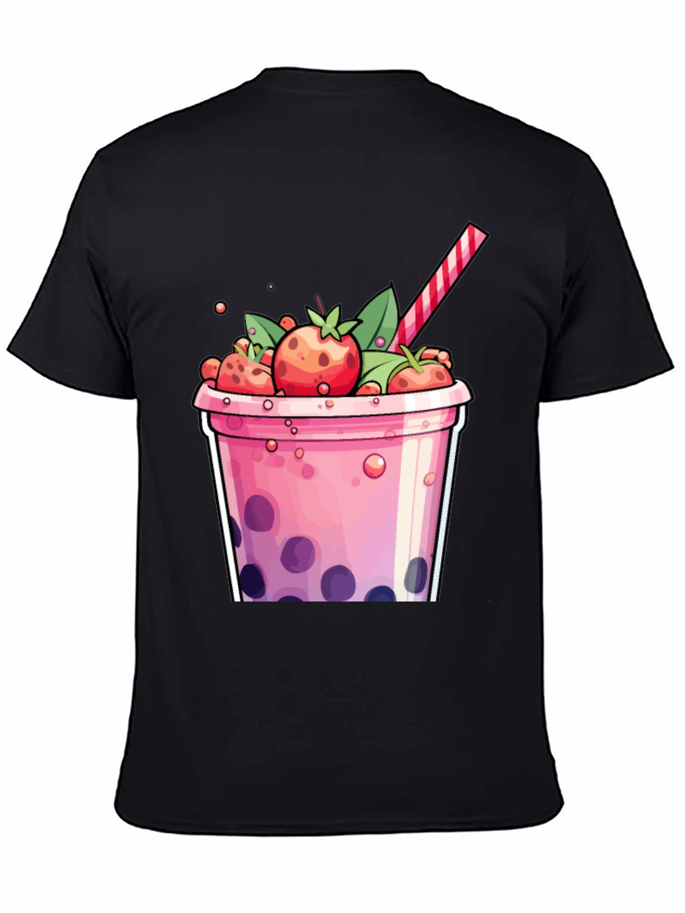 Strawberry Boba T-Shirt - Cute Cartoon Graphic Tee