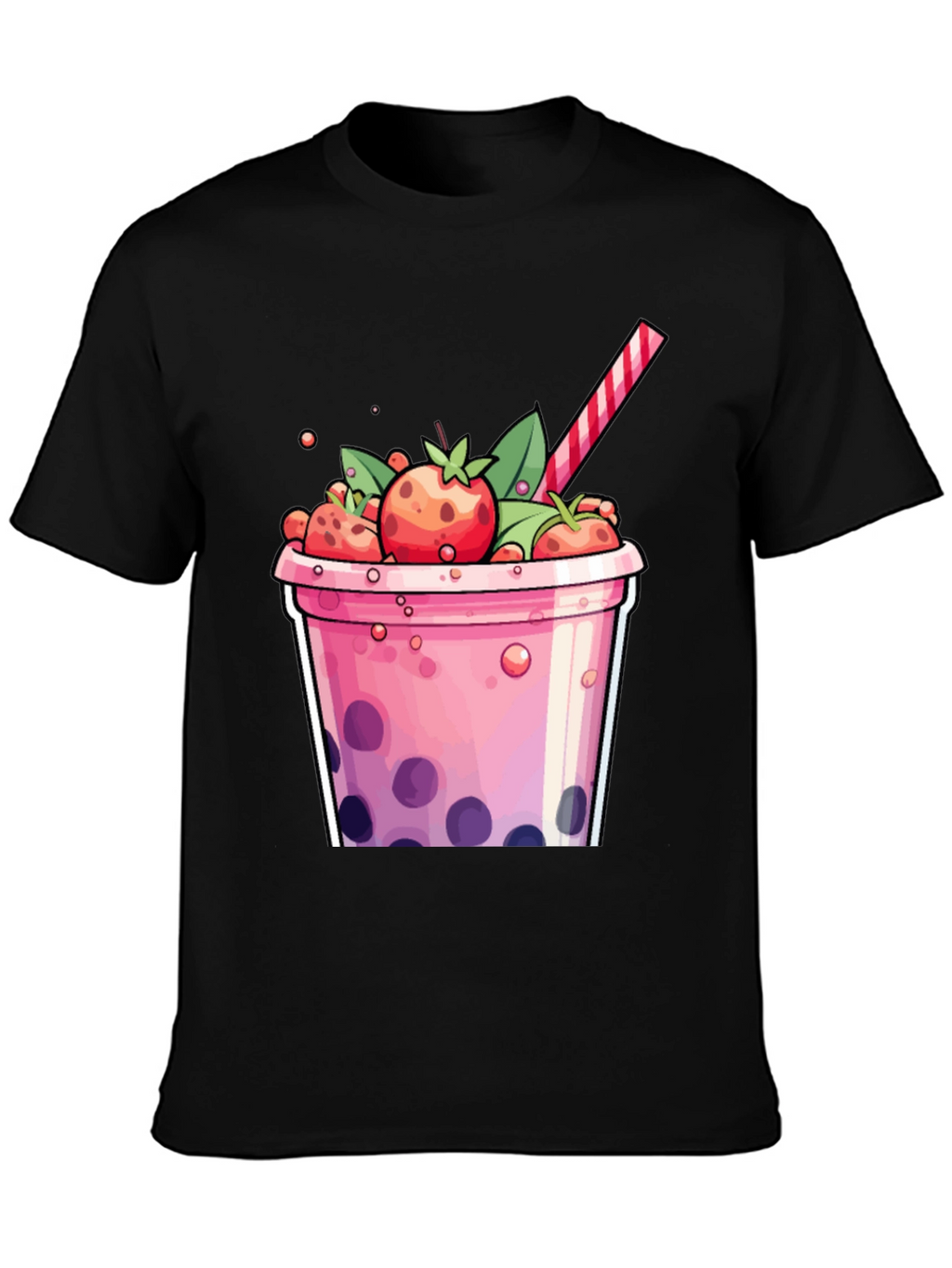 Strawberry Boba T-Shirt - Cute Cartoon Graphic Tee