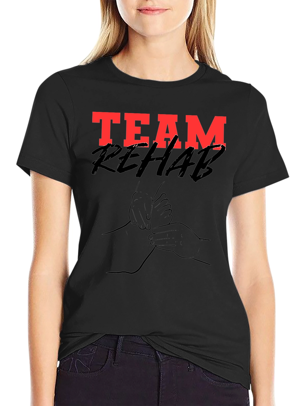 Team Rehab Graphic Tee - Black Cotton T-Shirt