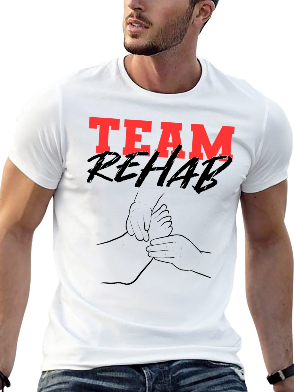 Team Rehab Graphic Tee - Black Cotton T-Shirt