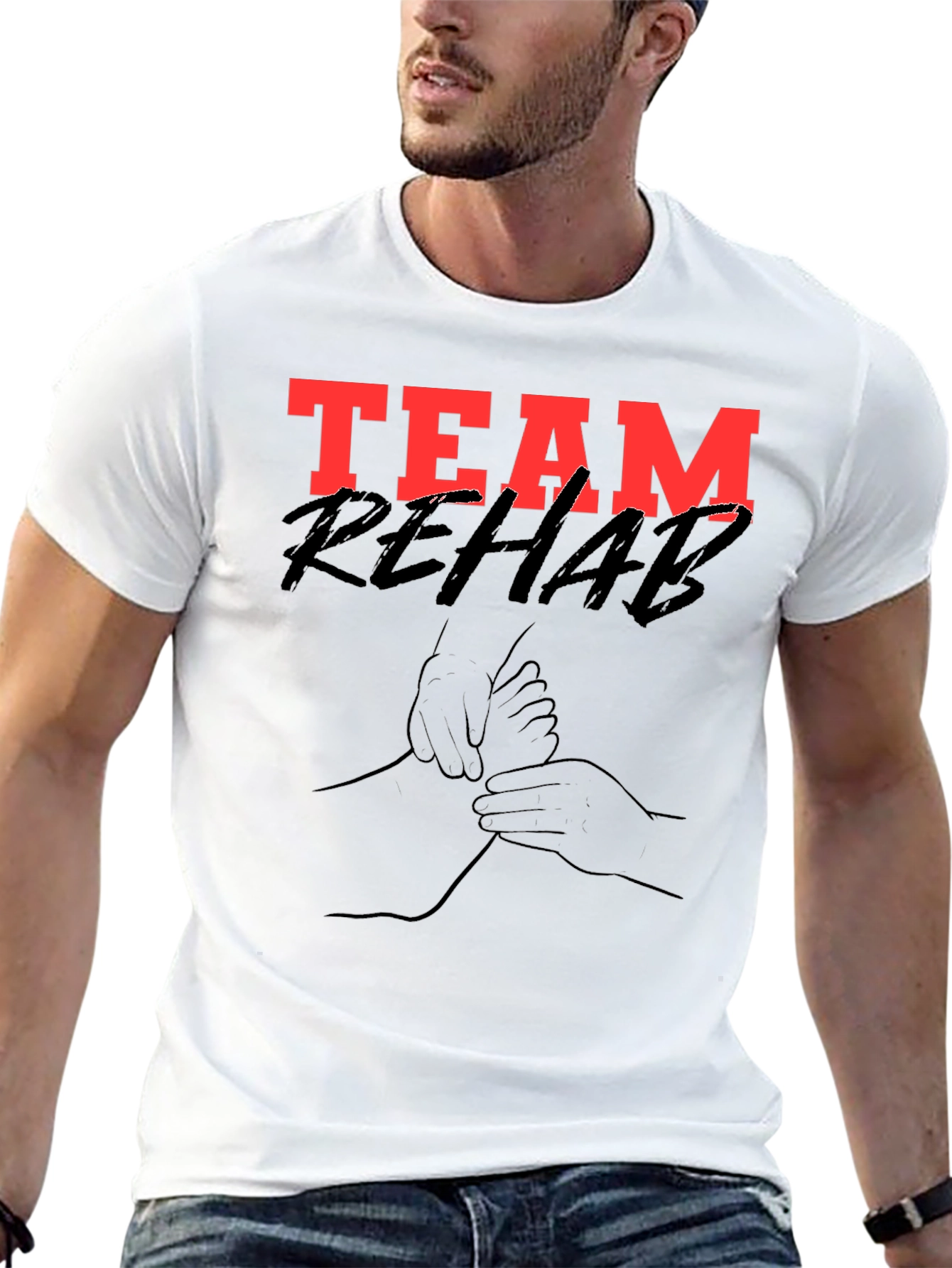 Team Rehab Graphic Tee - Black Cotton T-Shirt
