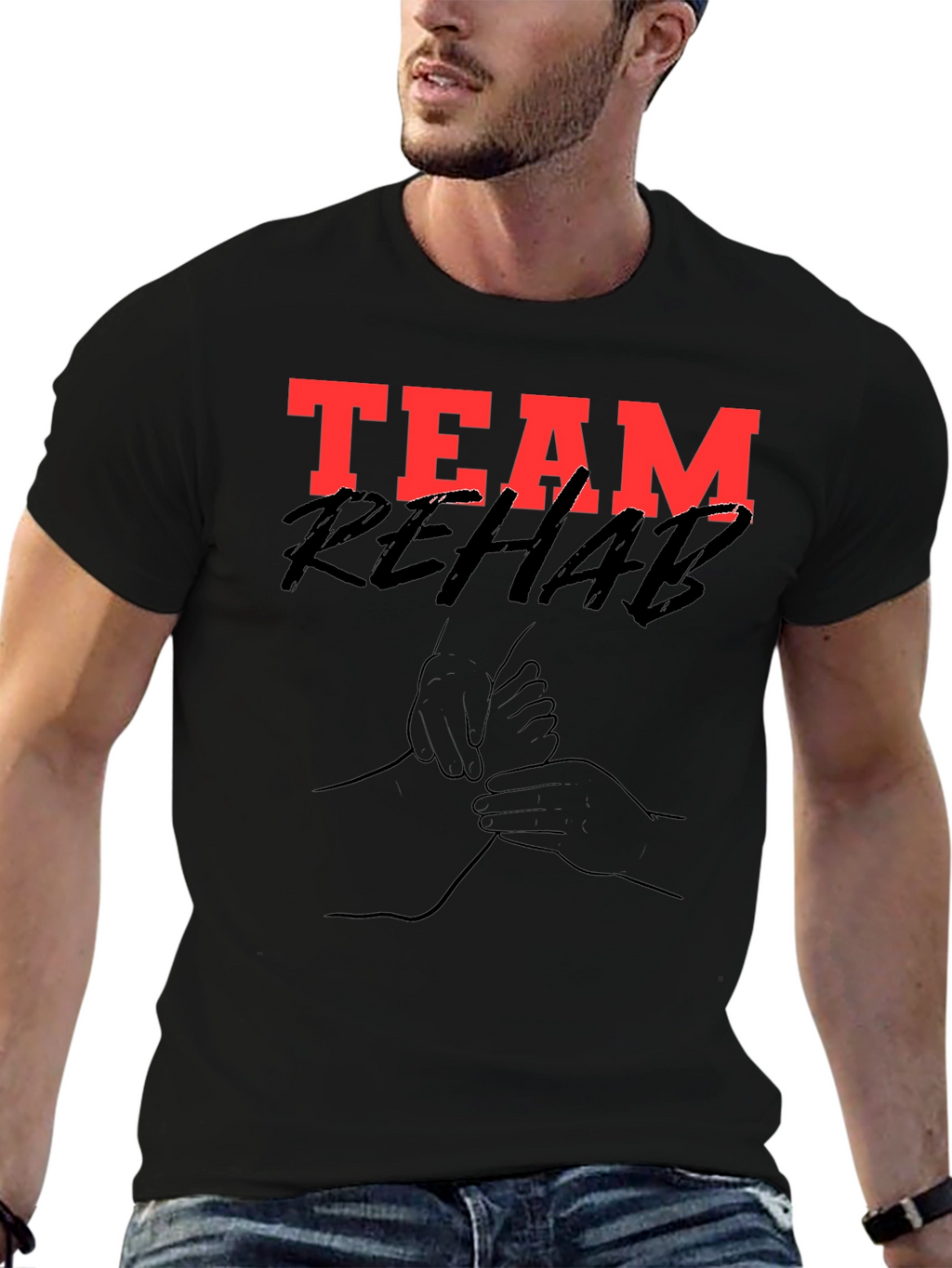 Team Rehab Graphic Tee - Black Cotton T-Shirt