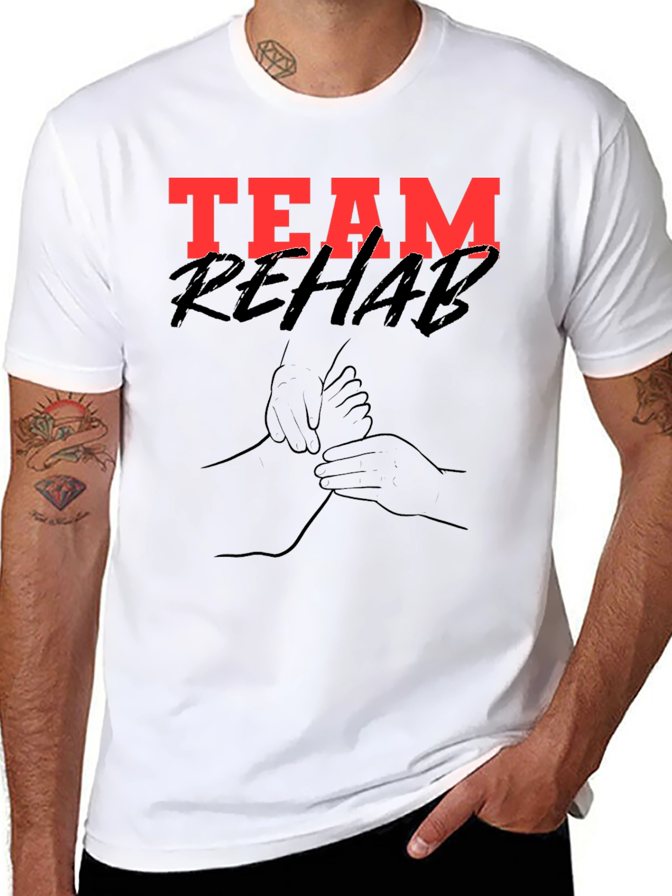 Team Rehab Graphic Tee - Black Cotton T-Shirt