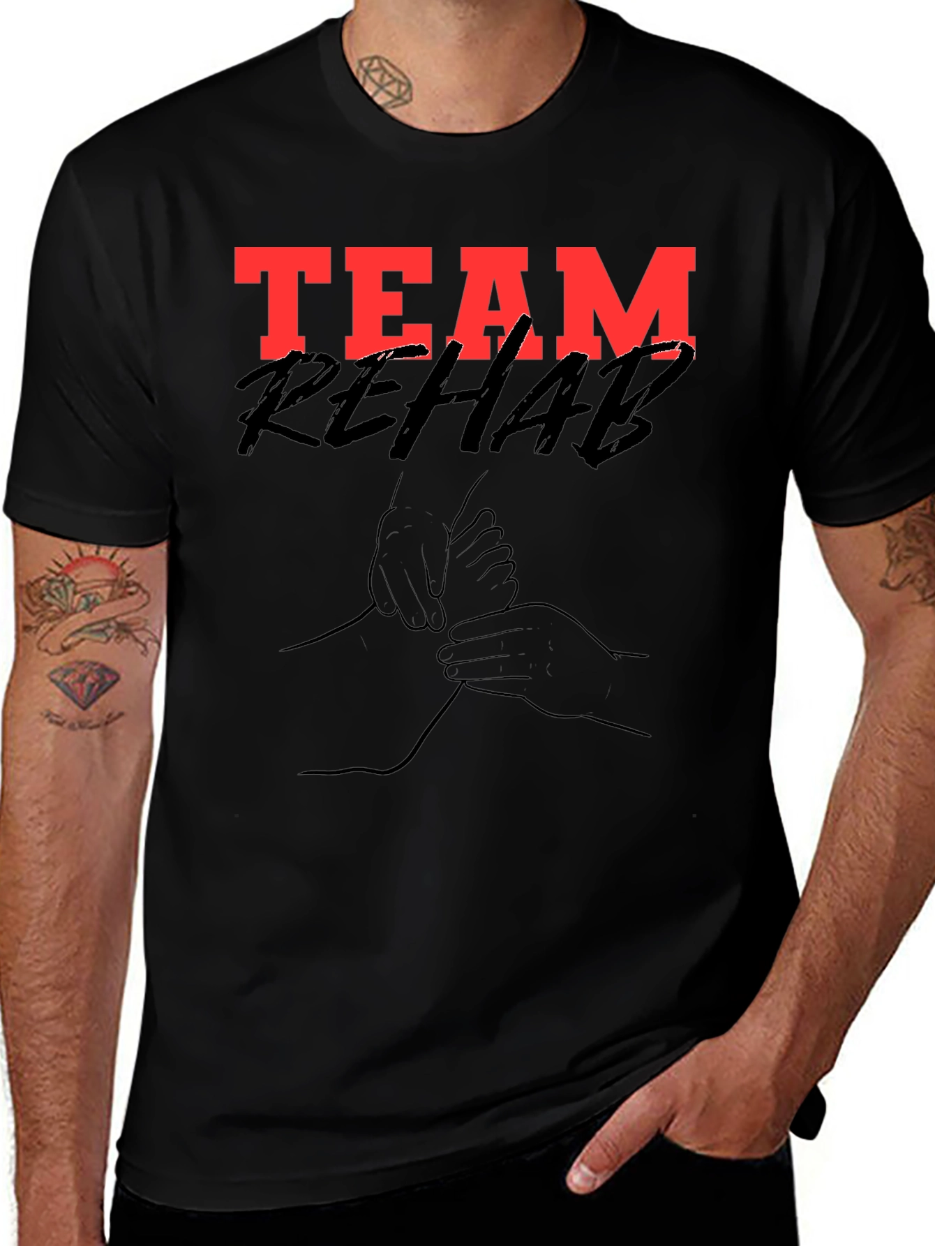 Team Rehab Graphic Tee - Black Cotton T-Shirt