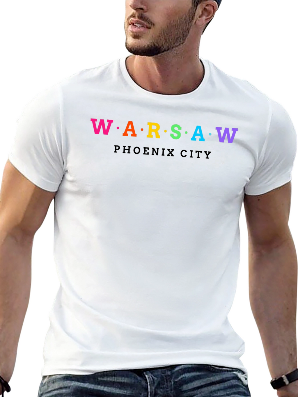 Warsaw Phoenix City Rainbow Text Graphic T-Shirt