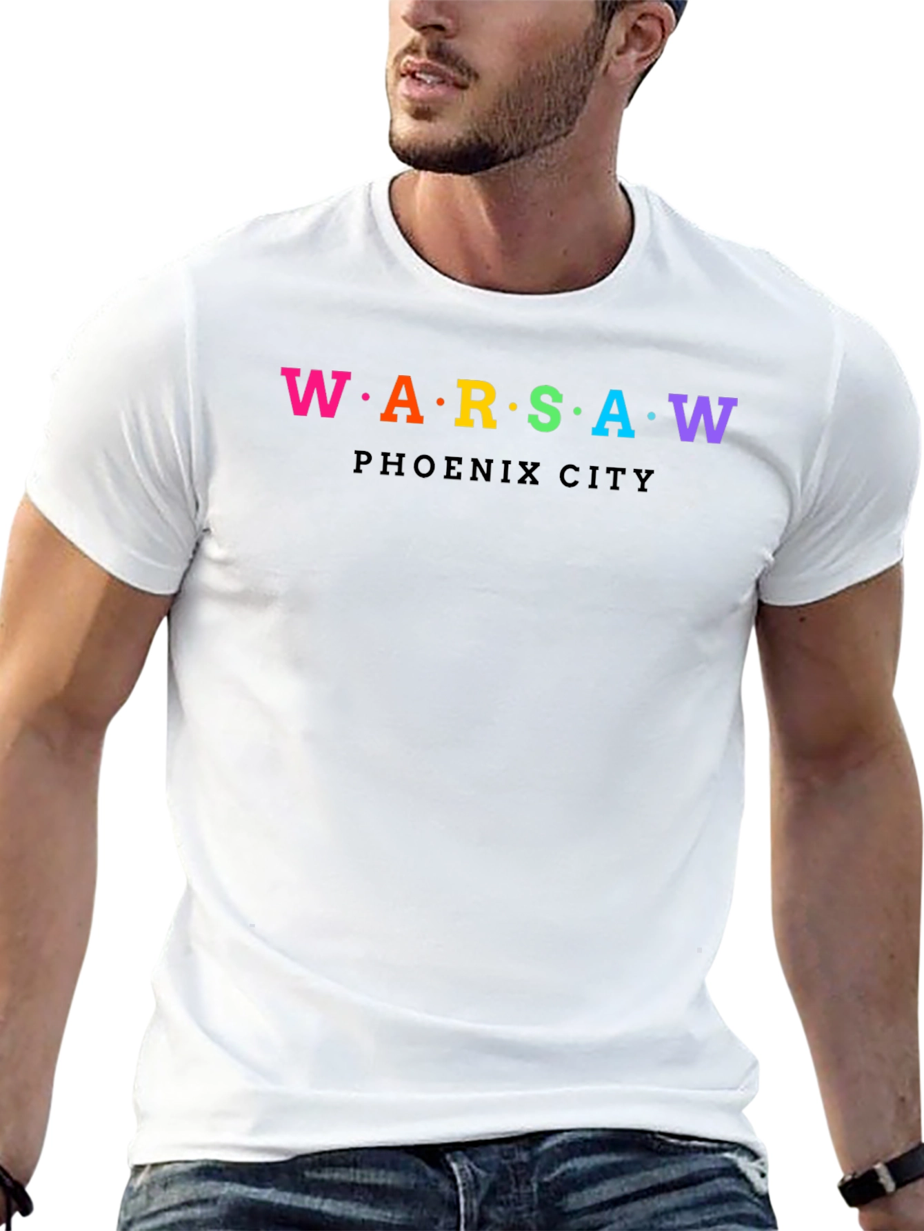 Warsaw Phoenix City Rainbow Text Graphic T-Shirt